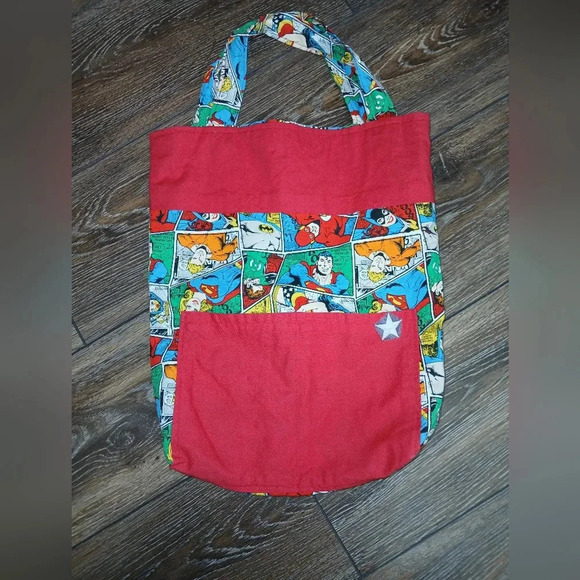 Other - DC Hero's red handmade tote bag action figures,superman wonderwoman